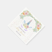 シックなレインボーウォーターカラーユニコーンベビーシャワー スタンダードカクテルナプキン (角)