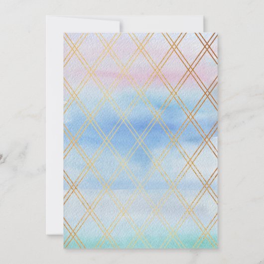 シックなレインボーウォーターカラーユニコーン任意の年齢誕生日 招待状 (裏面)