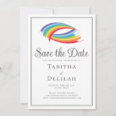 シックなレインボーカラフルウェーブ セーブザデート (正面)