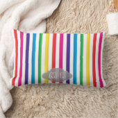 シックなレインボーカラーストライプパターカスタムンMONOGRAM ランバークッション (ブランケット)