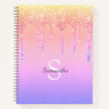 シックなレインボーグリッタードリップスパークルモノグラム名