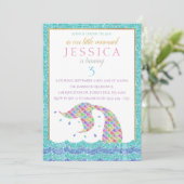 シックなレインボーグリッターマーメイドニーエイジ誕生日 招待状 (スタンド正面)