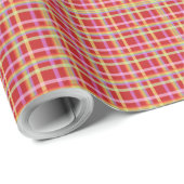 シックなレインボーピンクレッドプレイド ラッピングペーパー (ロールコーナー)