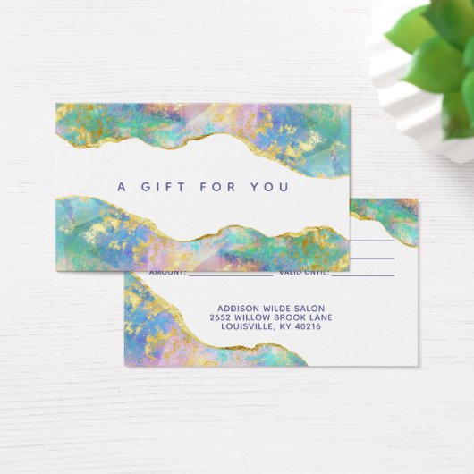 シックなレインボーファイアオパールのビジネスギフトカード (デスク)