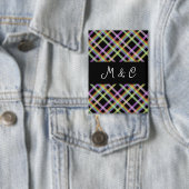 シックなレインボー格子模様オンブラック 缶バッジ (インサイチュ)