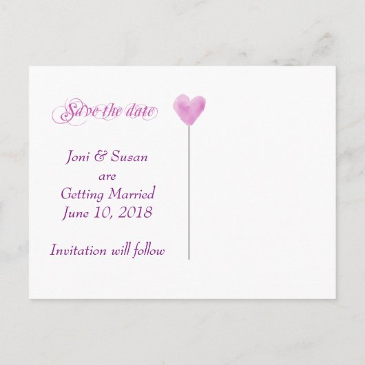 シックなレズビアン写真日付はがきを保存 案内ポストカード (裏面)