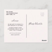 シックなレタリングベビーガール誕生のお知らせ ポストカード (裏面)