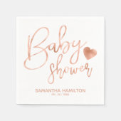 シックなレタードバラゴールドフォイル赤面ベビーシャワー スタンダードカクテルナプキン (正面)