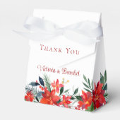 シックなレッドクリスマスポインセチアフローラ結婚披露宴 フェイバーボックス (正面サイド)