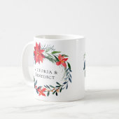 シックなレッドクリスマスポインセチア結婚フローラ コーヒーマグカップ (正面左)