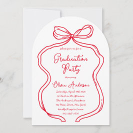 シックなレッドハンドドロードボウ&スクリプト卒業パーティー 招待状