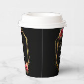 シックなレッドブラックフローラ結婚式招待状 紙コップ (右)