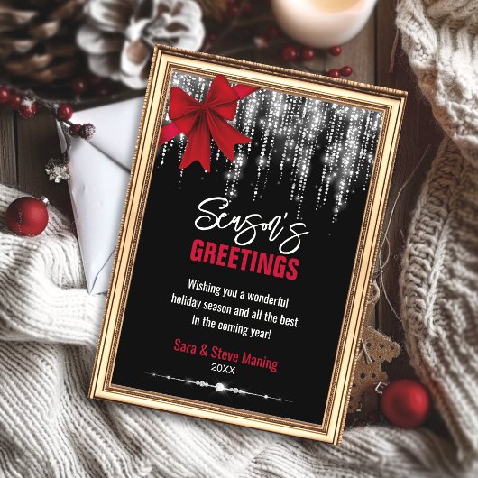 シックなレッドボウグリッターライトクリスマスニューイヤー