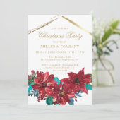 シックなレッドポインセチア企業のクリスマスパーティー 招待状 (スタンド正面)