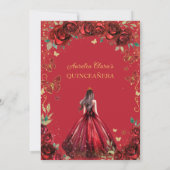 シックなレッドローゼスフローラ蝶キンセアニラ サンキューカード (裏面)