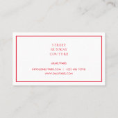 シックなレッド美しいインフルエンサーのブランド名刺 名刺 (裏面)