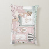 シックなレディフランスのズベーカリーティーショップウォーターカラー アクセントクッション (裏面(縦))