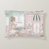 シックなレディフランスのズベーカリーティーショップウォーターカラー アクセントクッション (裏面)