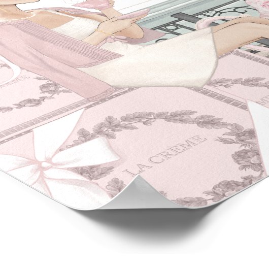 シックなレディフランスのズベーカリーティーショップウォーターカラー ポスター (角)