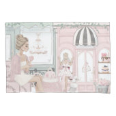 シックなレディフランスのズベーカリーティーショップウォーターカラー 枕カバー (正面)