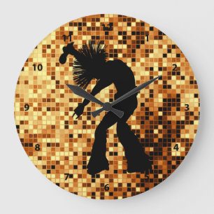 シックなレトロの歌手のダンサーの金ゴールドの鏡のタイル ラージ壁時計