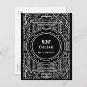 シックなレトロアートデコメリークリスマス ポストカード (正面/裏面)