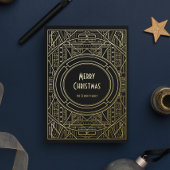 シックなレトロアールデコメリークリスマスブラックと金ゴールド 箔シーズンカード