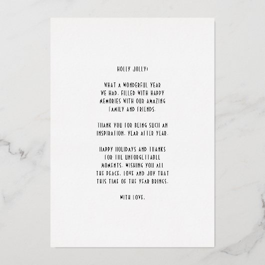 シックなレトロアールデコメリークリスマスブラックと金ゴールド 箔シーズンカード (裏面)