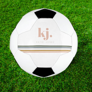 シックなレトロストライプモノグラム サッカーボール