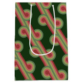 シックなレトロファンキー抽象芸術波アートパターン ミディアムペーパーバッグ (裏面)