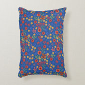 シックなレトロフローラプリントオンブルーアクセントピロー アクセントクッション (正面(垂直))