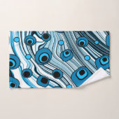 シックなレトロブルーと白黒のGroovy波形 バスタオルセット (ハンドタオル)