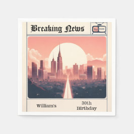 シックなレトロメンズ大人新聞30歳の誕生日 スタンダードカクテルナプキン