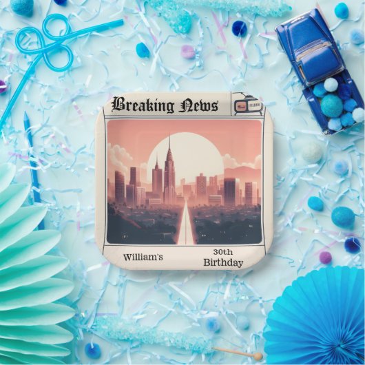 シックなレトロメンズ大人新聞30歳の誕生日 ペーパープレート (パーティー)