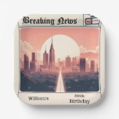 シックなレトロメンズ大人新聞30歳の誕生日 ペーパープレート (正面)