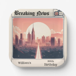 シックなレトロメンズ大人新聞30歳の誕生日 ペーパープレート