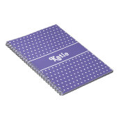 シックなレトロ水玉模様紫と白の名前 ノートブック (右側)