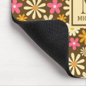 シックなレトロ70s溝深いヒッパイフラワーモノグラム マウスパッド (コーナー)