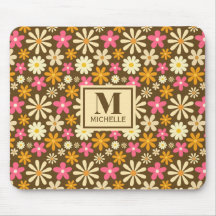 シックなレトロ70s溝深いヒッパイフラワーモノグラム