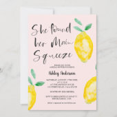 シックなレモンの水色の夏スクイーズブライダルシャワー 招待状 (正面)