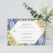 シックなレモンイエローフローラグリーン結婚ズ 出欠カード (スタンド正面)