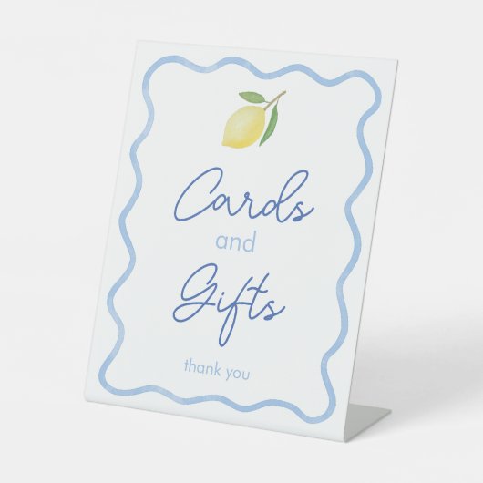 シックなレモンウェーブカー縁どド&ギフトブライダルシャワー 台座サイン (正面)