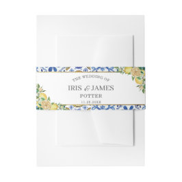 シックなレモングリーンリーフローラ結婚金ゴールド 招待状ベリーバンド