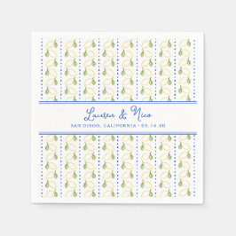 シックなレモンシトラスエレガントブルーサマー結婚ズ スタンダードカクテルナプキン