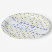 シックなレモンシトラスブルーとイエローサマー結婚ズ ペーパープレート (アングル)