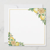 シックなレモンフローラグリーン結婚リー金ゴールドズスクエア 招待状 (裏面)