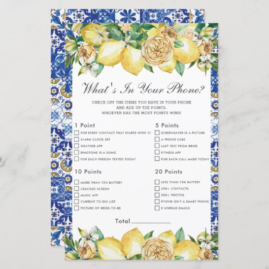 シックなレモンフローラブライダルあなたの電話ゲームの中に何がある (正面/裏面)