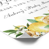 シックなレモンフローラベビーは甘いトリートシャワーサイン ポスター (角)