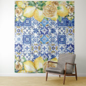 シックなレモンフローラメディテラネアンモザイクタイル タペストリー (インサイチュ)