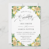 シックなレモンフローラ地中海のグ結婚リーズ 招待状 (正面)